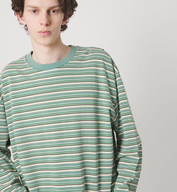 MONKEY TIME「ウォッシュド ボーダー ロングスリーブ Tシャツ」|Tシャツ・カットソー|