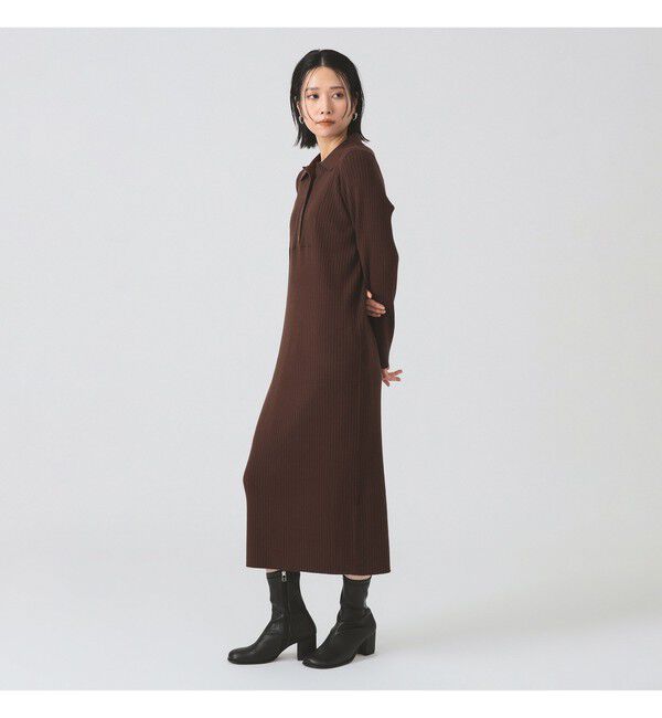 Ray BEAMS 「リブ ニット ポロ ワンピース」|ワンピース|