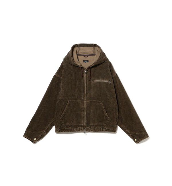 BEAMS「ワイドショートフィット フェード コーデュロイ フーデットブルゾン」|ブルゾン・スタジャン|