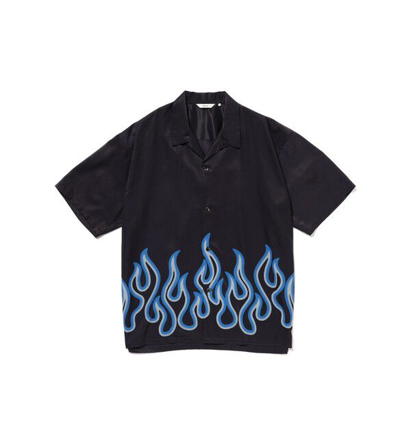 BEAMS「ファイヤーパターン オープンカラーシャツ」|シャツ・ブラウス|BLUE