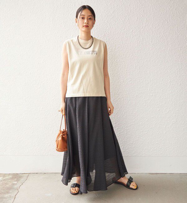 SHIPS for women「〈手洗い可能〉シアサッカー チェック ボリューム スカート◇」|スカート|