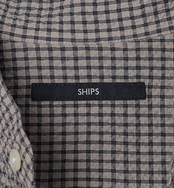 SHIPS「SHIPS: エアー サッカー バンドカラー リラックス 長袖 シャツ〈単色／チェック〉」|シャツ・ブラウス|