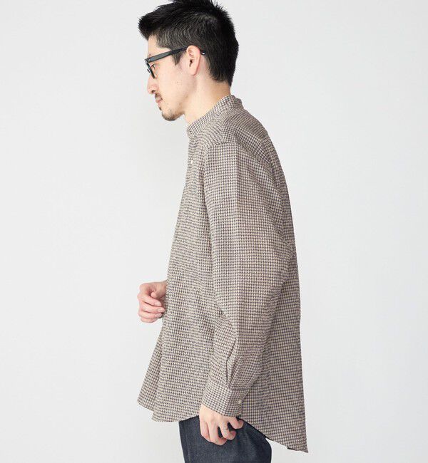 SHIPS「SHIPS: エアー サッカー バンドカラー リラックス 長袖 シャツ〈単色／チェック〉」|シャツ・ブラウス|