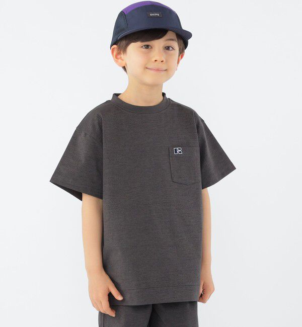 SHIPS KIDS「【SHIPS KIDS別注】RUSSELL ATHLETIC:100～130cm /〈吸水速乾/抗菌/防臭〉TEE」|Tシャツ・カットソー|チャコールグレー