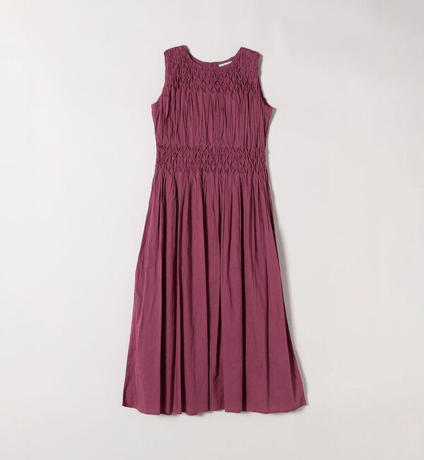 SHIPS any「《一部追加予約》【WEB限定】SHIPS any: ハンドスモッキング  コットン フレア ノースリーブ ワンピース」|ワンピース|