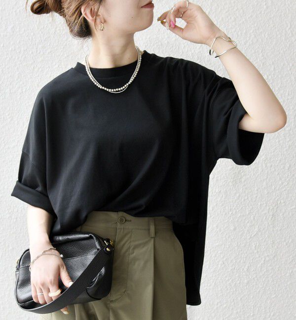 SHIPS any「《一部予約》SHIPS any:〈接触冷感/汗染み防止加工/洗濯機可能〉ラウンドヘム クルー ビッグ TEE」|Tシャツ・カットソー|