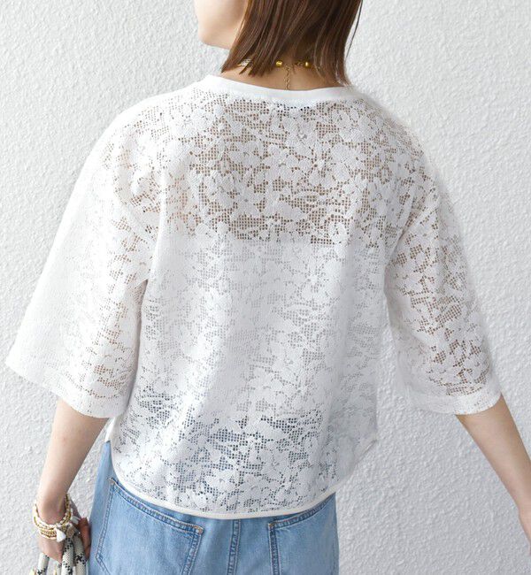 SHIPS for women「〈手洗い可能〉オーガニック コットン レース ショート スリーブ プルオーバー」|Tシャツ・カットソー|