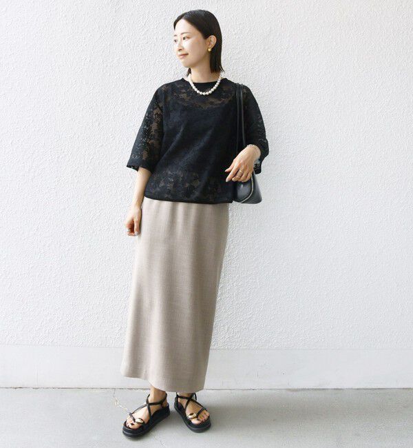 SHIPS for women「〈手洗い可能〉オーガニック コットン レース ショート スリーブ プルオーバー」|Tシャツ・カットソー|