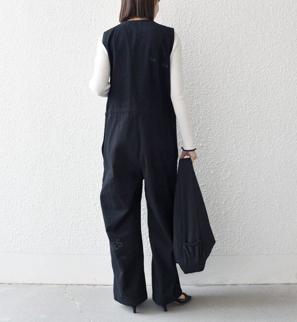 SHIPS any「【SHIPS any別注】PAYDAY:〈洗濯機可能〉ステンシル ロゴ プリント オーバーオール」|オールインワン|