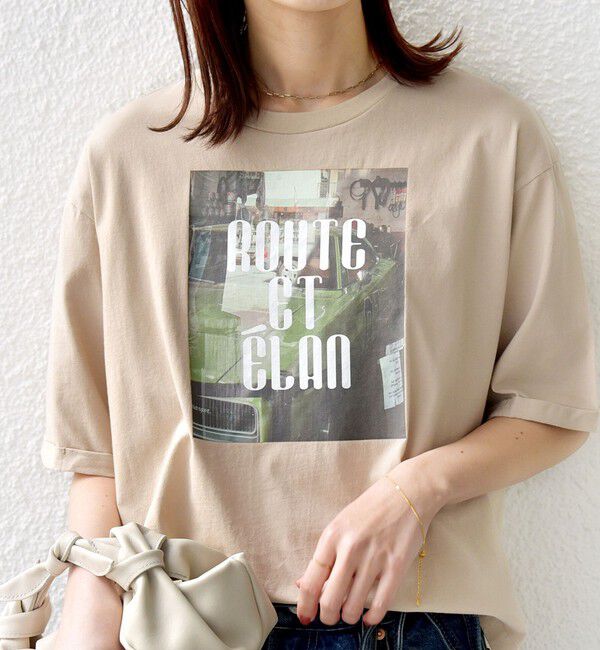 SHIPS for women「【WEB限定】オーガニック コットン 5分袖 フォト TEE」|Tシャツ・カットソー|