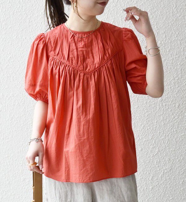 SHIPS any「《予約》SHIPS any:〈洗濯機可能〉キャンブリック ギャザー ヨーク パフスリーブ ブラウス」|シャツ・ブラウス|