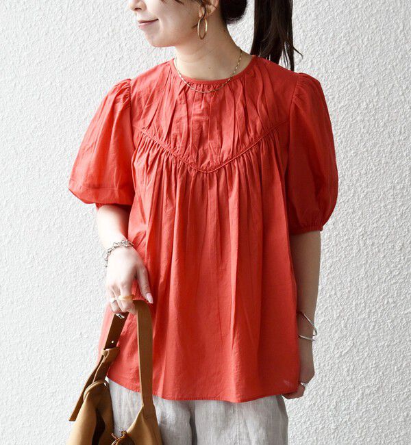 SHIPS any「《予約》SHIPS any:〈洗濯機可能〉キャンブリック ギャザー ヨーク パフスリーブ ブラウス」|シャツ・ブラウス|