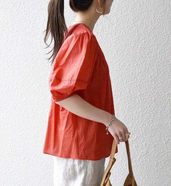 SHIPS any「《予約》SHIPS any:〈洗濯機可能〉キャンブリック ギャザー ヨーク パフスリーブ ブラウス」|シャツ・ブラウス|