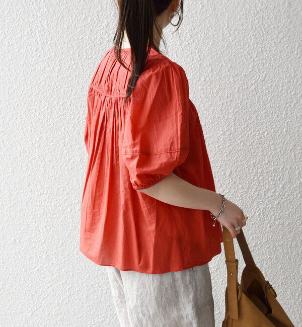 SHIPS any「《予約》SHIPS any:〈洗濯機可能〉キャンブリック ギャザー ヨーク パフスリーブ ブラウス」|シャツ・ブラウス|