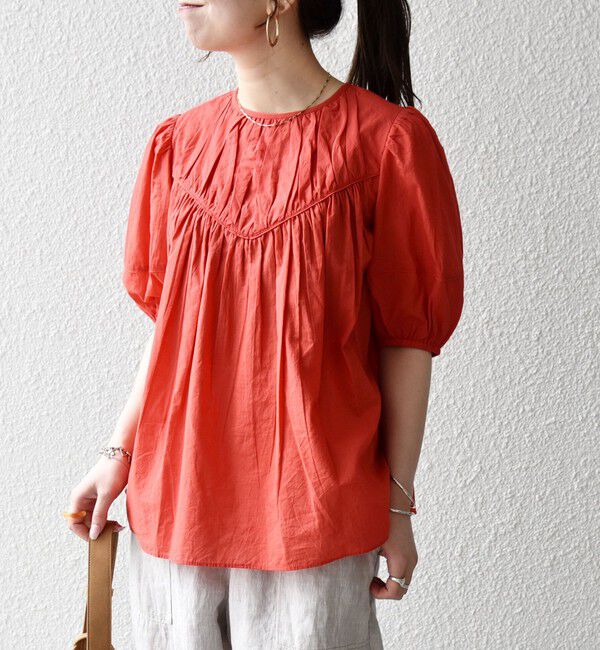 SHIPS any「《予約》SHIPS any:〈洗濯機可能〉キャンブリック ギャザー ヨーク パフスリーブ ブラウス」|シャツ・ブラウス|