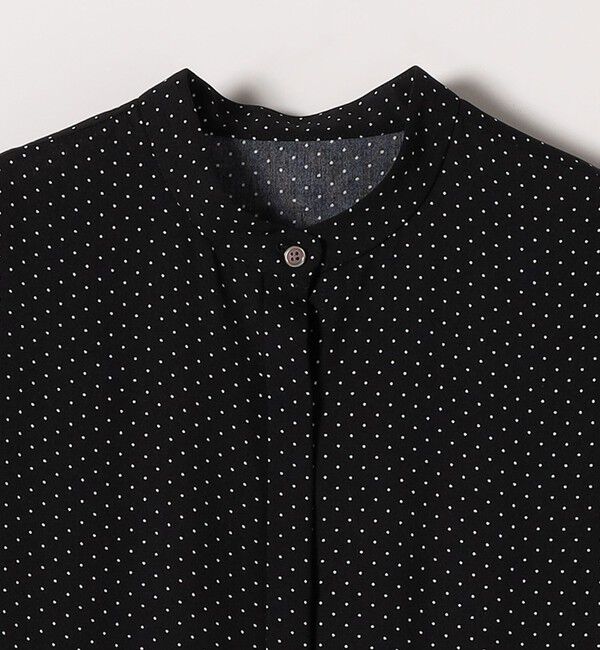 SHIPS any「《予約》SHIPS any:〈手洗い可能〉ドット バンドカラー フレンチ プリーツ ロング ワンピース」|ワンピース|