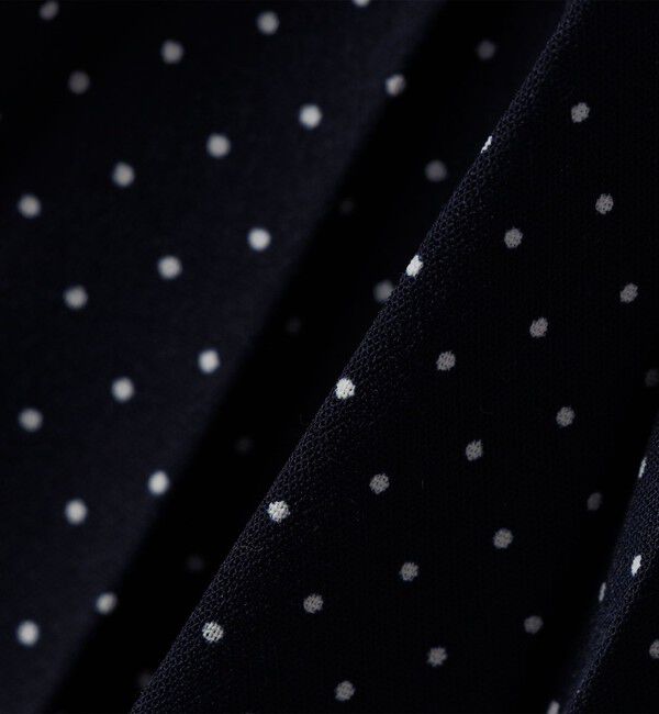 SHIPS any「《予約》SHIPS any:〈手洗い可能〉ドット バンドカラー フレンチ プリーツ ロング ワンピース」|ワンピース|