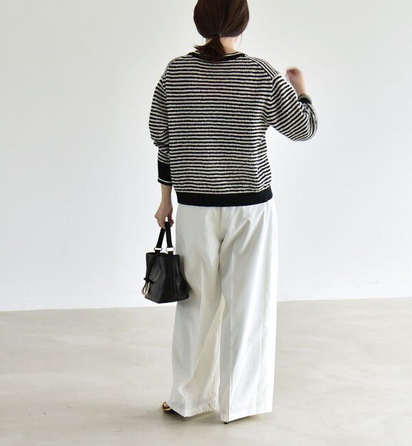 quaranciel「《予約》quaranciel: ボーダー クルーネック メタルボタン ニット カーディガン」|カーディガン|