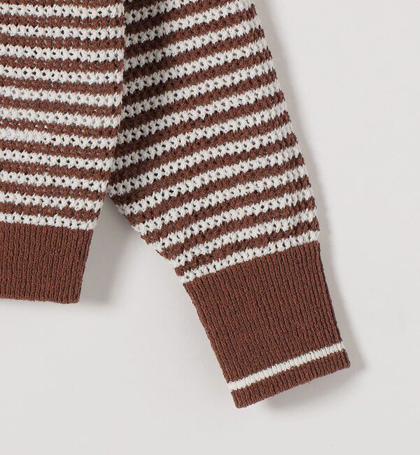 quaranciel「《予約》quaranciel: ボーダー クルーネック メタルボタン ニット カーディガン」|カーディガン|