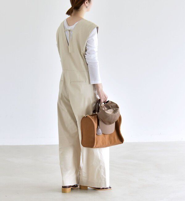 quaranciel「《予約》quaranciel:〈洗濯機可能〉Vネック ワイド オールインワン」|オールインワン|