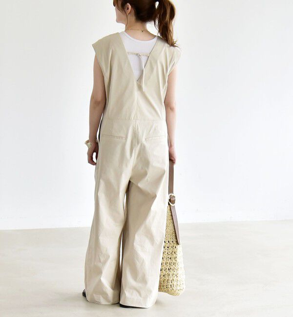 quaranciel「《予約》quaranciel:〈洗濯機可能〉Vネック ワイド オールインワン」|オールインワン|