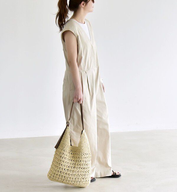 quaranciel「《予約》quaranciel:〈洗濯機可能〉Vネック ワイド オールインワン」|オールインワン|