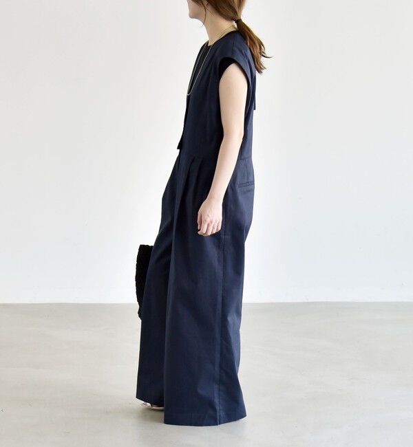 quaranciel「《予約》quaranciel:〈洗濯機可能〉Vネック ワイド オールインワン」|オールインワン|