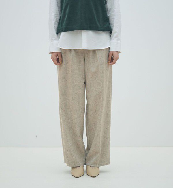 MACPHEE「ネップツイード タックテーパードパンツ」|スラックス|
