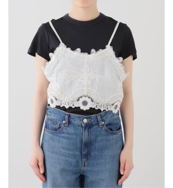 SLOBE IENA「MAURIZIO MYKONOS/マウリツィオ ミコノス ショートレースキャミ W08560781」|キャミソール|ホワイト