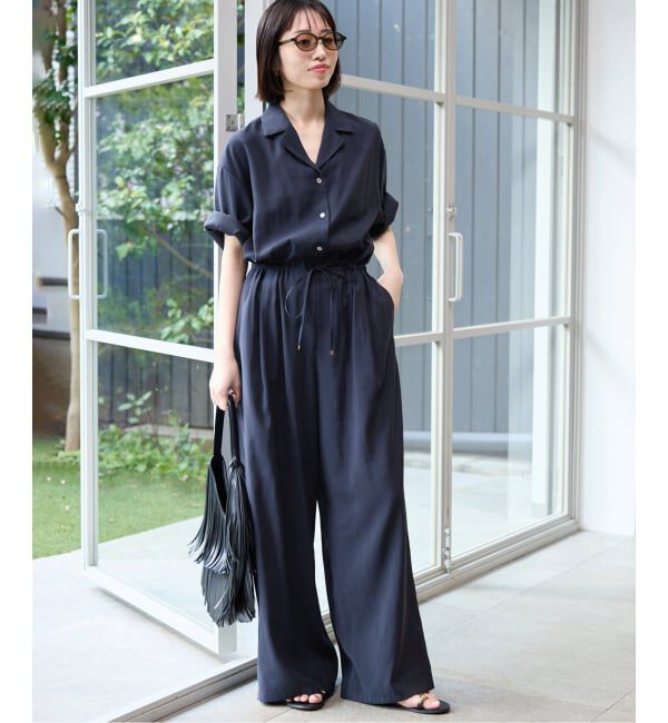 SLOBE IENA「《WEB限定/追加予約》ハーフスリーブオールインワン」|オールインワン|ネイビー