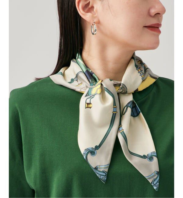 VERMEIL par iena「《予約》manipuri マニプリ 三角スカーフ W65 別注 ポンメール&times;キャリッジ」|バンダナ・スカーフ|