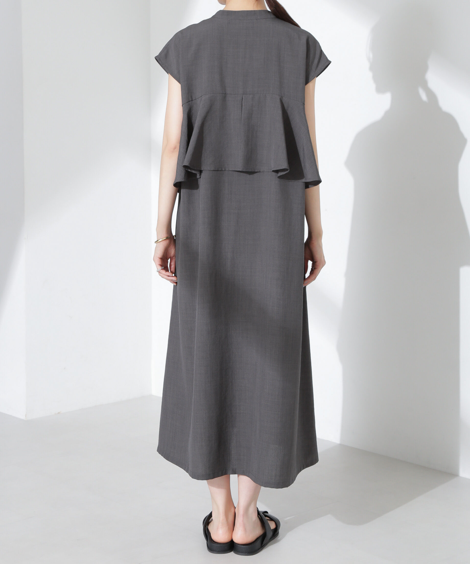 nano･universe「リネンタッチバックフレアスキッパーワンピース」|ワンピース|