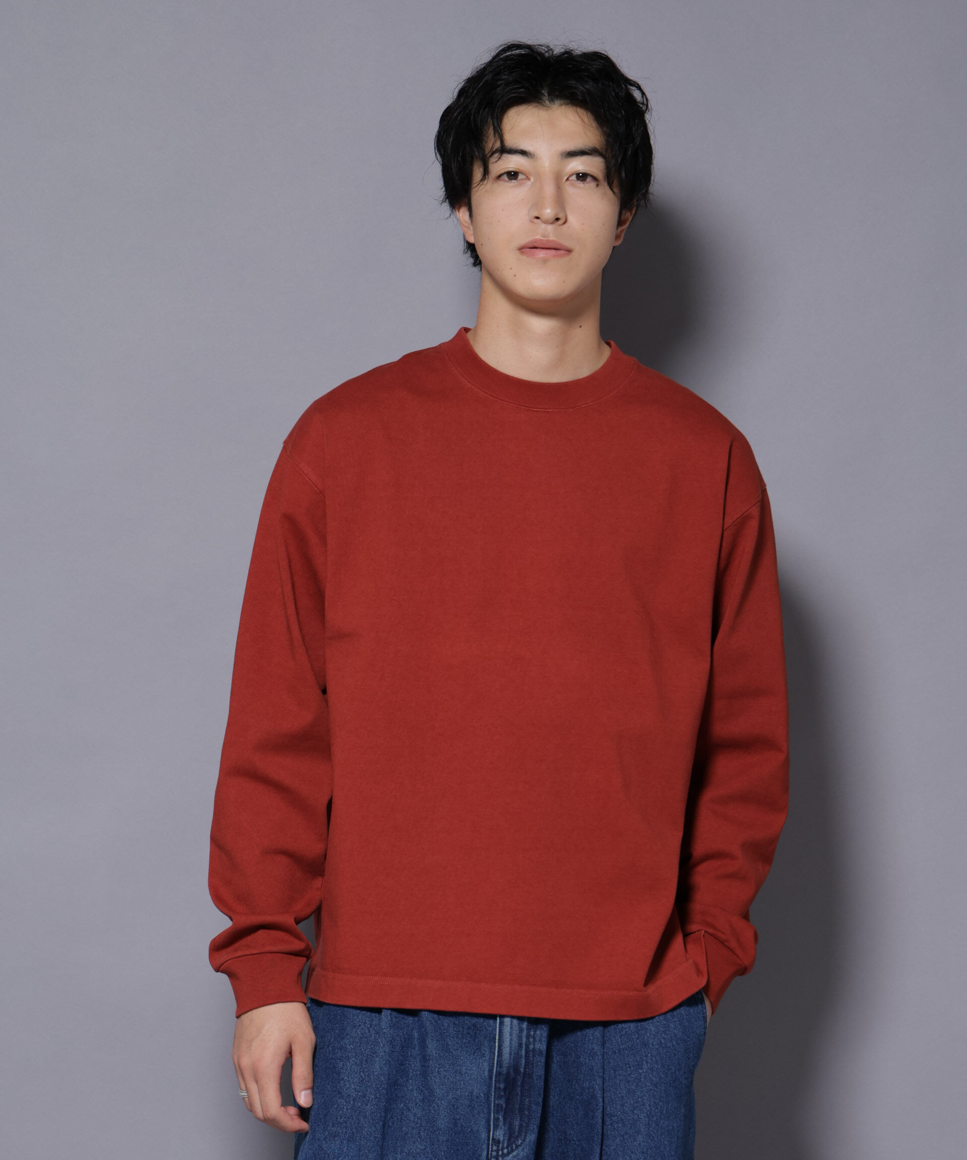 nano･universe「ヘビーオンスワイドプルオーバー 長袖」|Tシャツ・カットソー|レッド