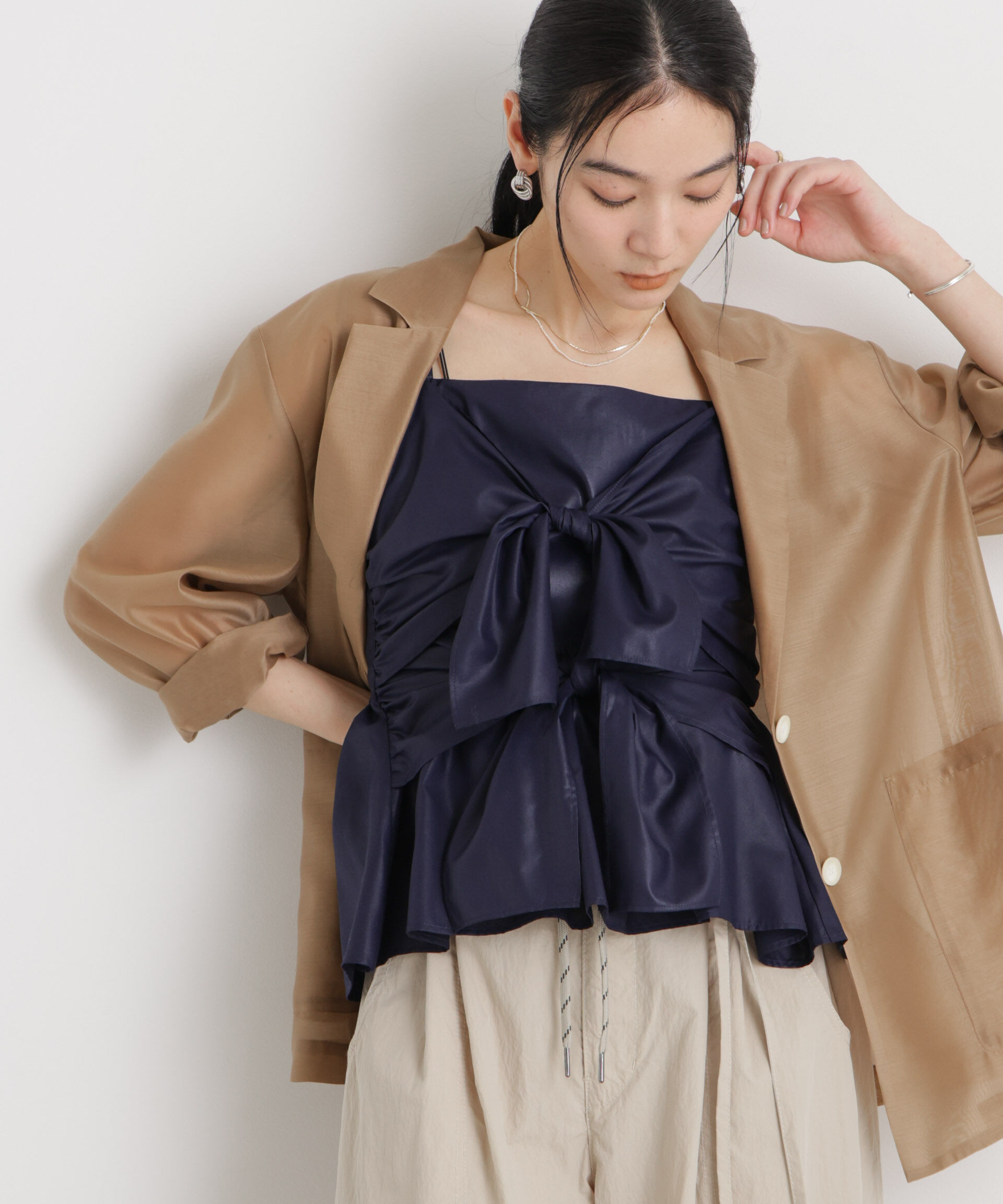 nano･universe「ツインリボンキャミソール」|シャツ・ブラウス|