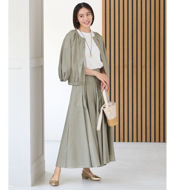 自由区「【洗える・XSサイズあり】シアーシャイニー ジャケット」|ノーカラージャケット|