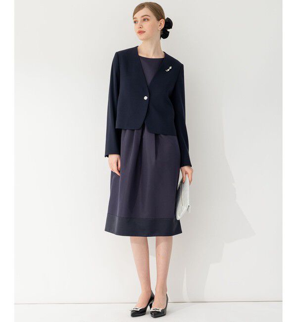 23区「【APPLAUDIR】クリアジョーゼット 3WAYコンパクトジャケット」|ノーカラージャケット|