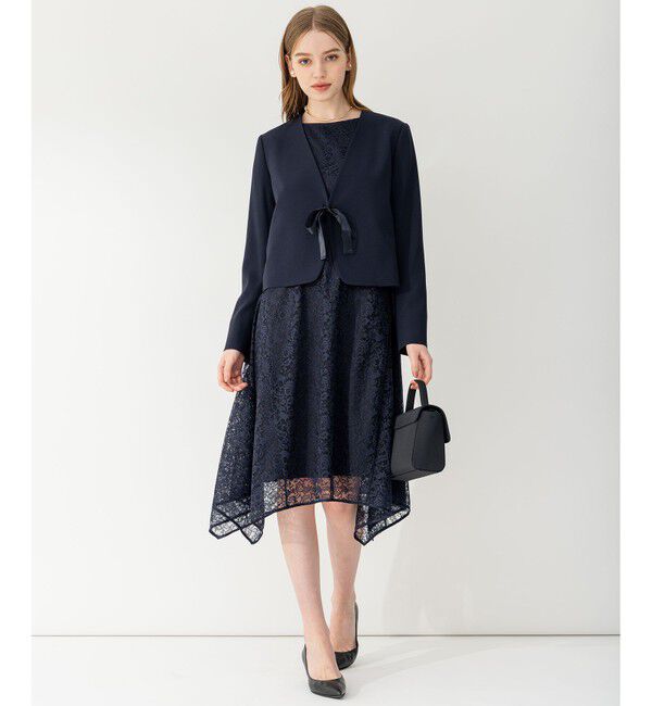 23区「【APPLAUDIR】クリアジョーゼット 3WAYコンパクトジャケット」|ノーカラージャケット|