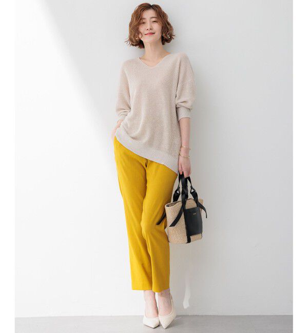 23区「【洗える】ピュアリネン Vネック ニット」|ニット・セーター|