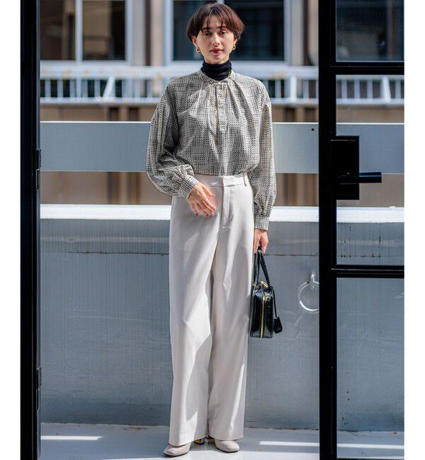 23区「【洗える】モノクロトーンプリント ブラウス」|シャツ・ブラウス|