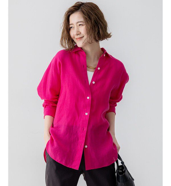 23区「LIBECO ベーシック シャツ」|シャツ・ブラウス|マゼンタ