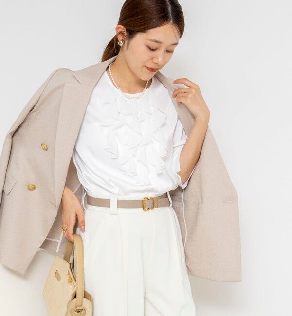 NOLLEY'S「ウォッシャブルオトナサテンラッフルブラウス」|シャツ・ブラウス|