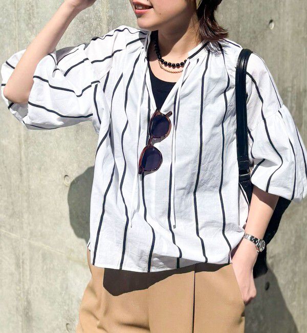 NOLLEY'S「ウォッシャブルドビーストライプブラウス」|シャツ・ブラウス|