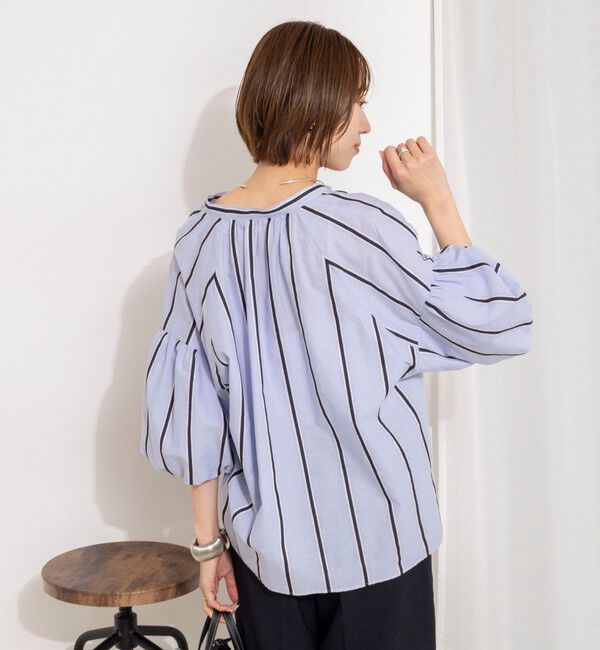 NOLLEY'S「ウォッシャブルドビーストライプブラウス」|シャツ・ブラウス|
