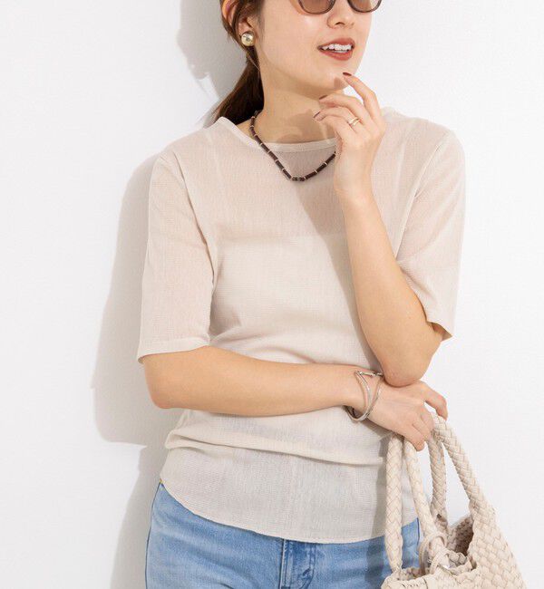 NOLLEY'S「ウォッシャブルコットンチュールバックヘンリー2WAYプルオーバー」|Tシャツ・カットソー|ベージュ