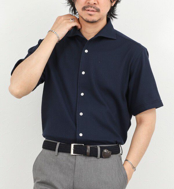 NOLLEY'S goodman「《ビジカジ対応》リンクス イタリアンカラーSS 半袖シャツ26SS」|シャツ・ブラウス|ネイビー