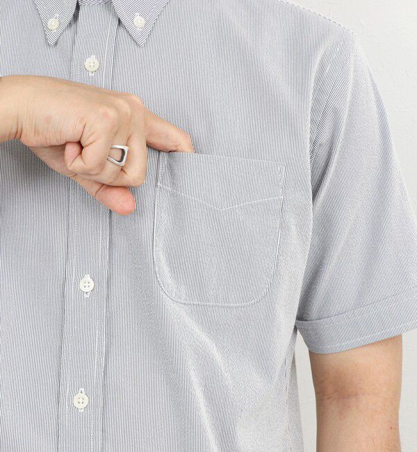 NOLLEY'S goodman「《ビジカジ対応》COOLMAX シアサッカーテープBD SS 半袖ボタンダウンシャツ 26SS」|シャツ・ブラウス|