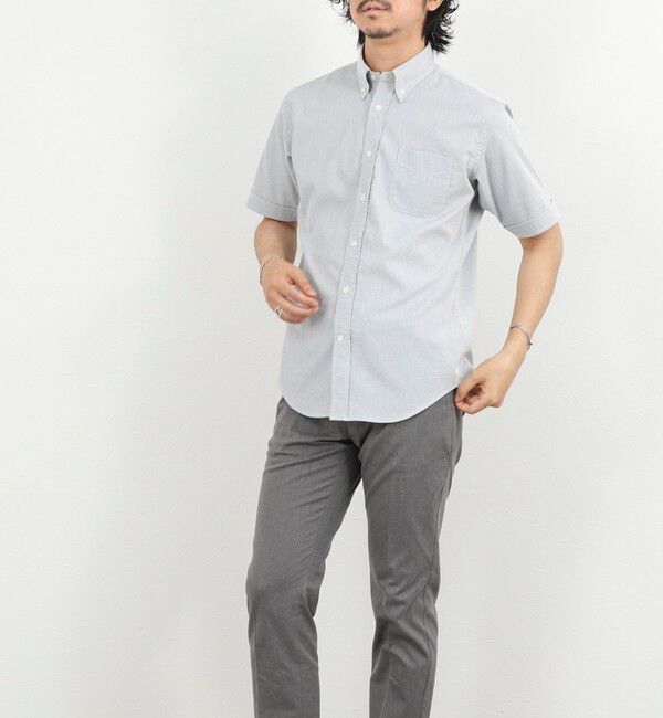 NOLLEY'S goodman「《ビジカジ対応》COOLMAX シアサッカーテープBD SS 半袖ボタンダウンシャツ 26SS」|シャツ・ブラウス|