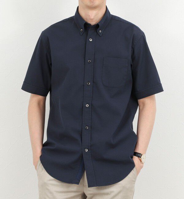 NOLLEY'S goodman「《ビジカジ対応》COOLMAX シアサッカーテープBD SS 半袖ボタンダウンシャツ 26SS」|シャツ・ブラウス|