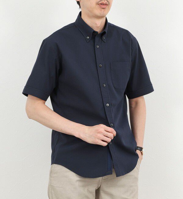 NOLLEY'S goodman「《ビジカジ対応》COOLMAX シアサッカーテープBD SS 半袖ボタンダウンシャツ 26SS」|シャツ・ブラウス|