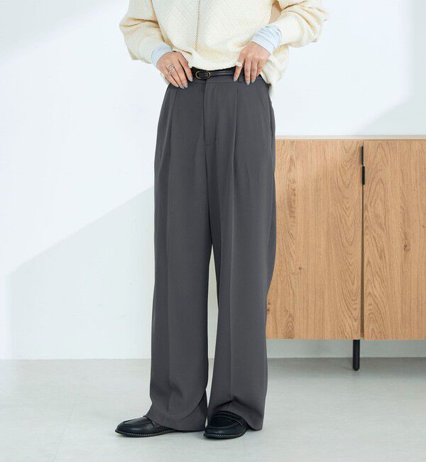 fredy emue「【オン・オフ対応/高身長サイズあり】とろみツイルタックスラックス」|スラックス|